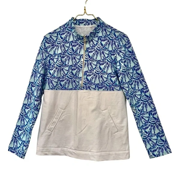 Lilly Pulitzer UPF 50+ Asher Popover Whisper Blue One of a Kind Print Size Small - Picture 4 of 11
